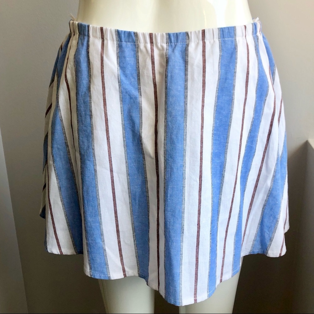 NWT Mini Skirt Blue and Brown Stripes